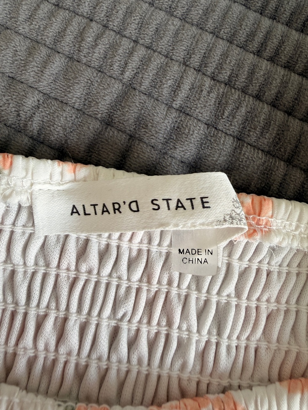 Altar'd State White & Peach Floral Smocked Puff-Sleeve Mini Dress - Picture 4 of 4